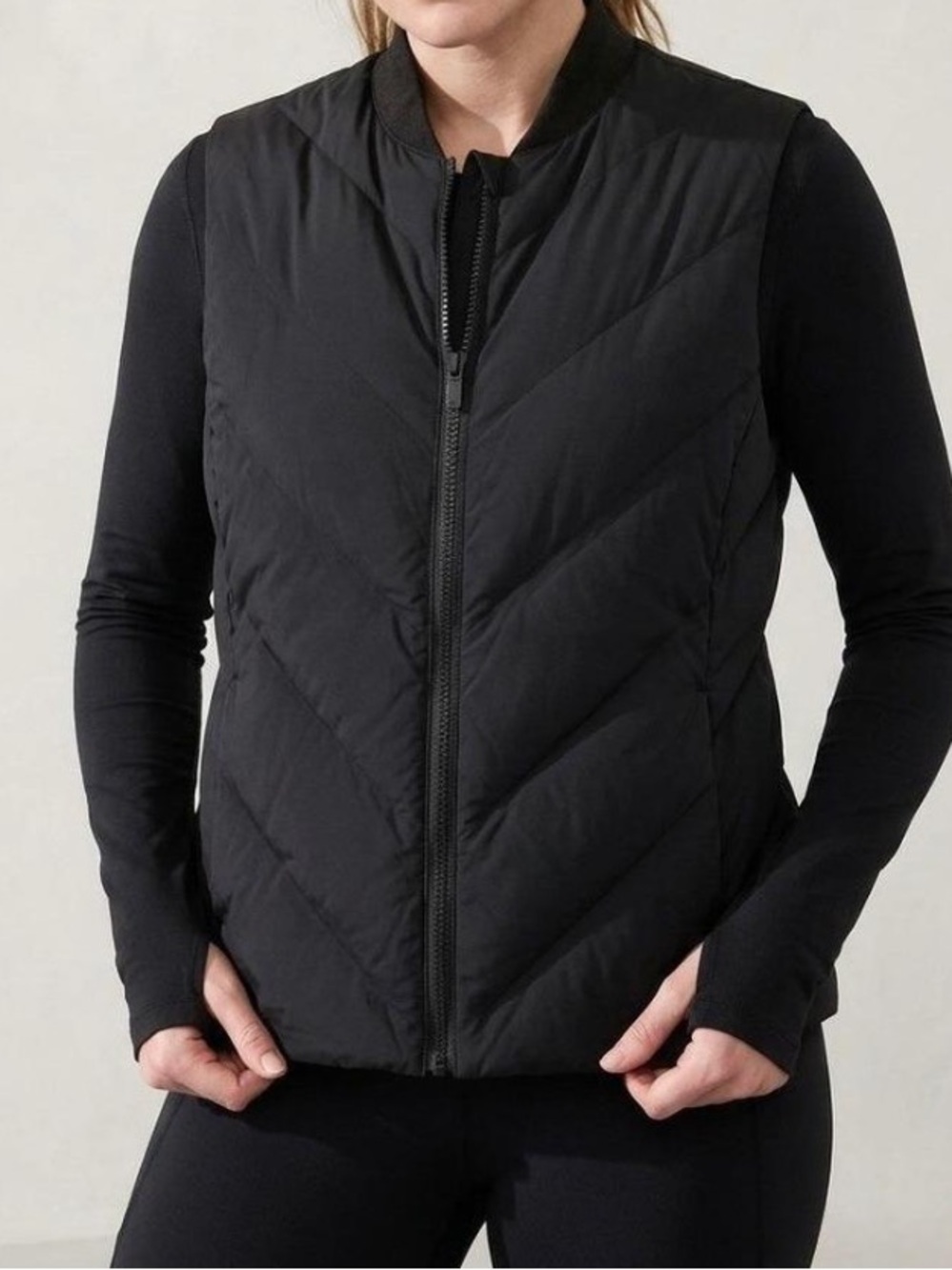 Athleta Inlet Black Quilted Puffer Zip Up Vest ~ Size M